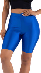 Highwaisted shiny nylon biker shorts in plus size