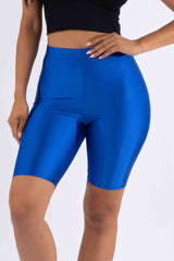 Highwaisted shiny nylon biker shorts in plus size