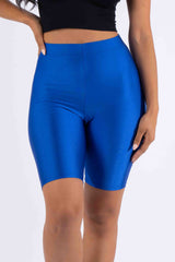 Highwaisted shiny nylon biker shorts in plus size