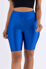 Highwaisted shiny nylon biker shorts in plus size