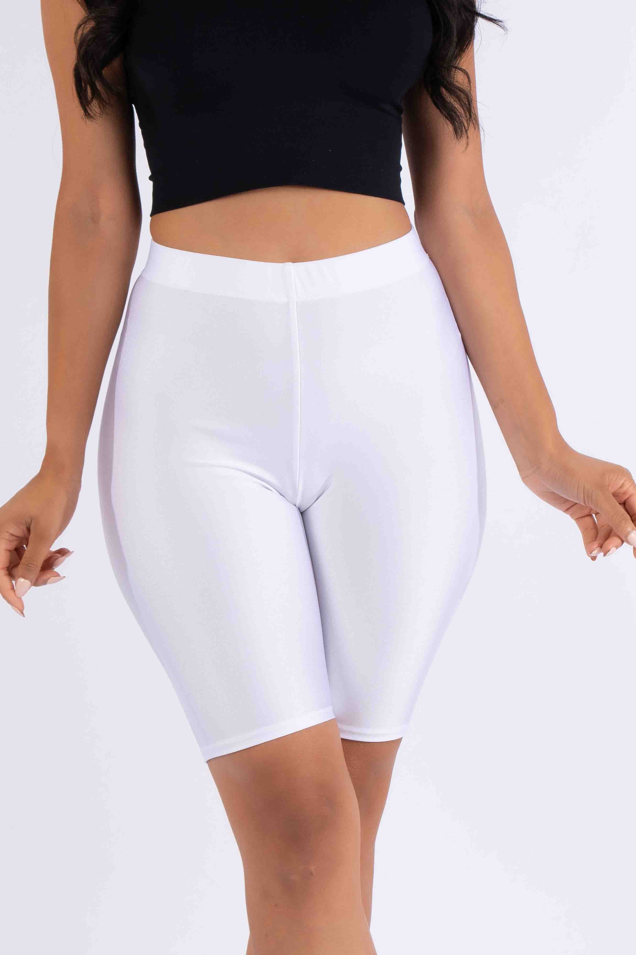 Highwaisted shiny nylon biker shorts in plus size