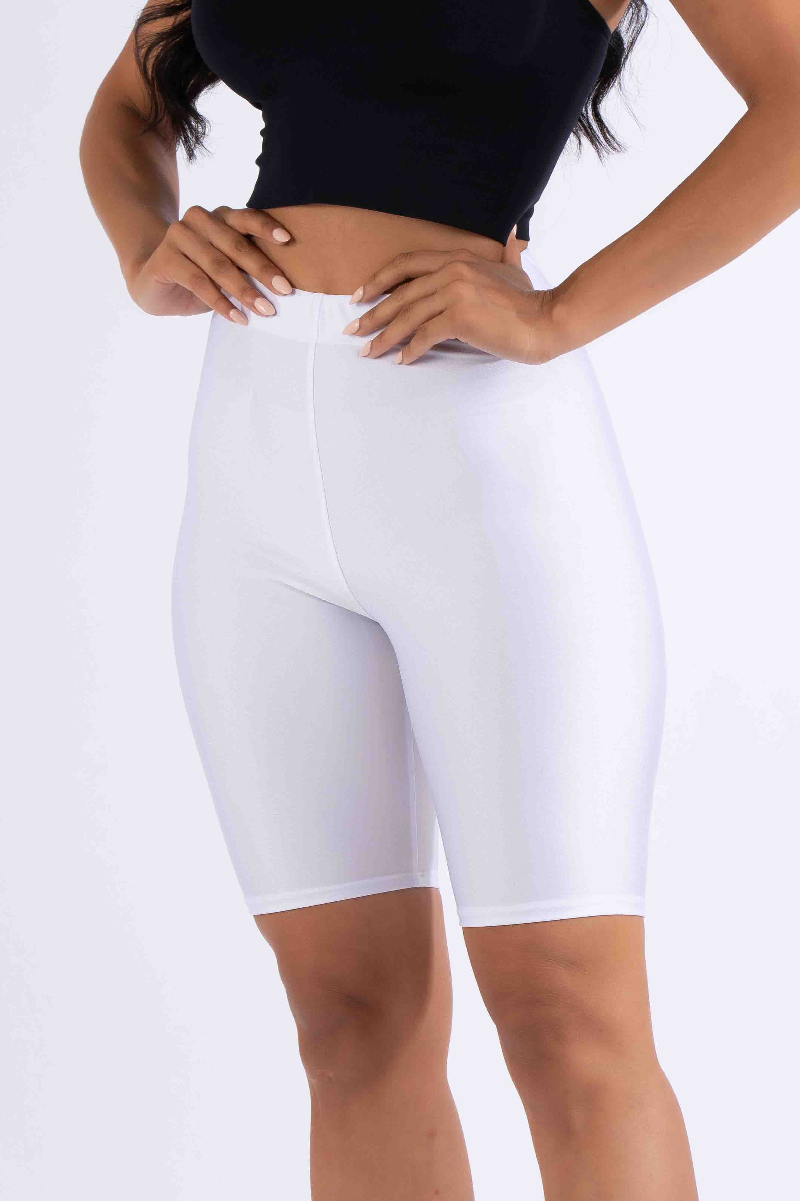 Highwaisted shiny nylon biker shorts