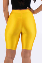 Highwaisted shiny nylon biker shorts in plus size