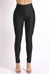 High Waisted shiny nylon leggings in Plus Size