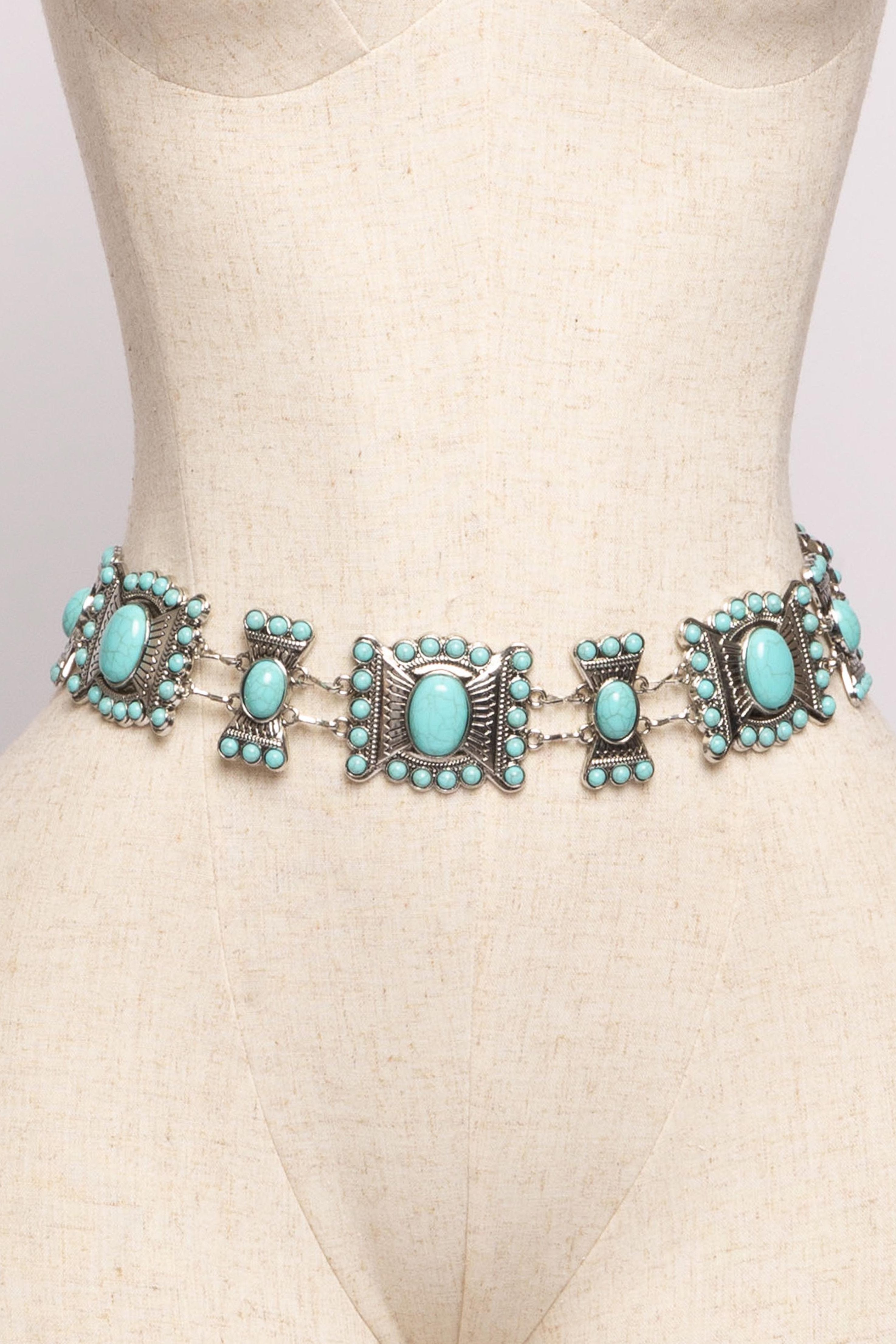 Turquoise Multi Metal Chain Belt