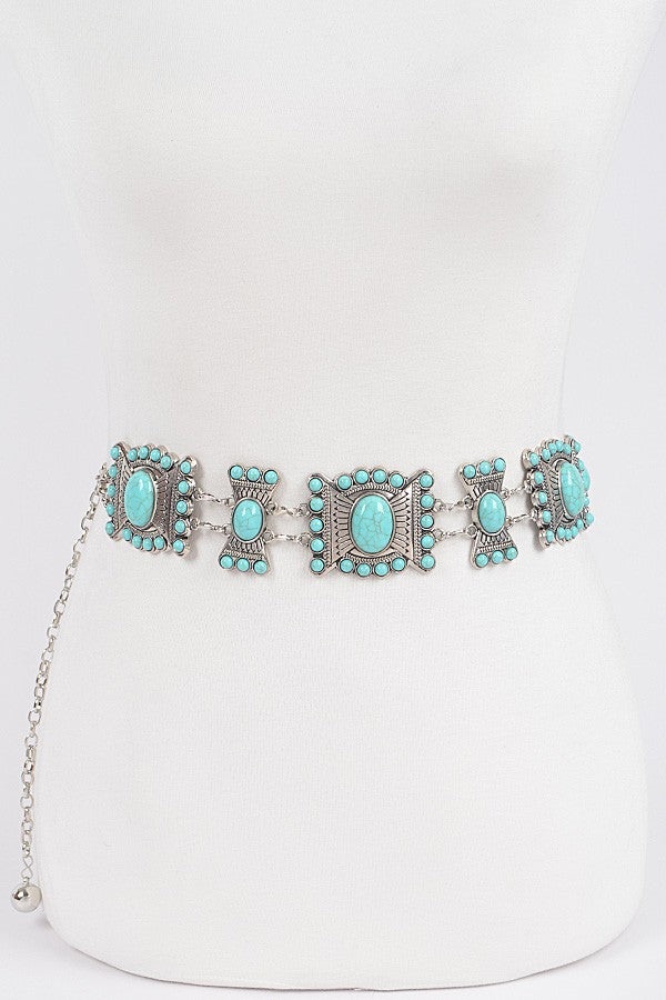 Turquoise Multi Metal Chain Belt