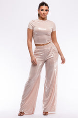 Crop top and wide leg pants