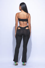 Bow detailed cut-out sexy pants top