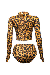 Leopard long sleeve and booty short set