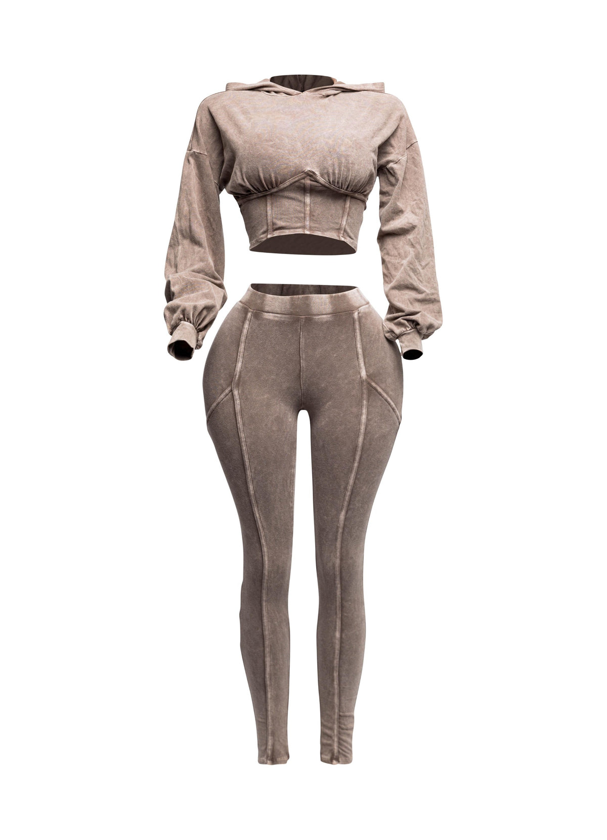 Mineral washed hood top & leggings set