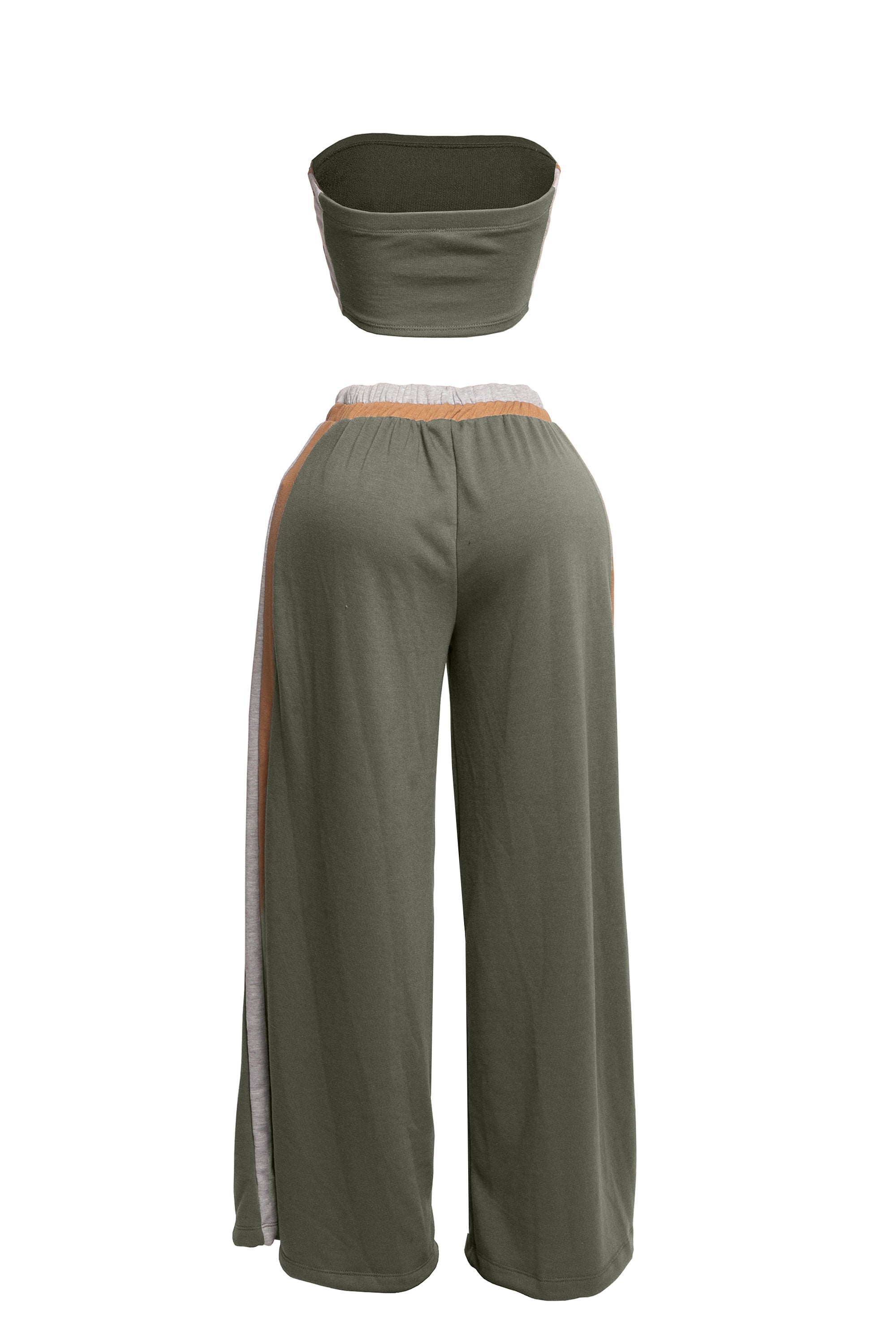 Strapless crop top & wide leg pants set