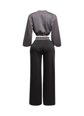 Balloon top and wide leg pants set