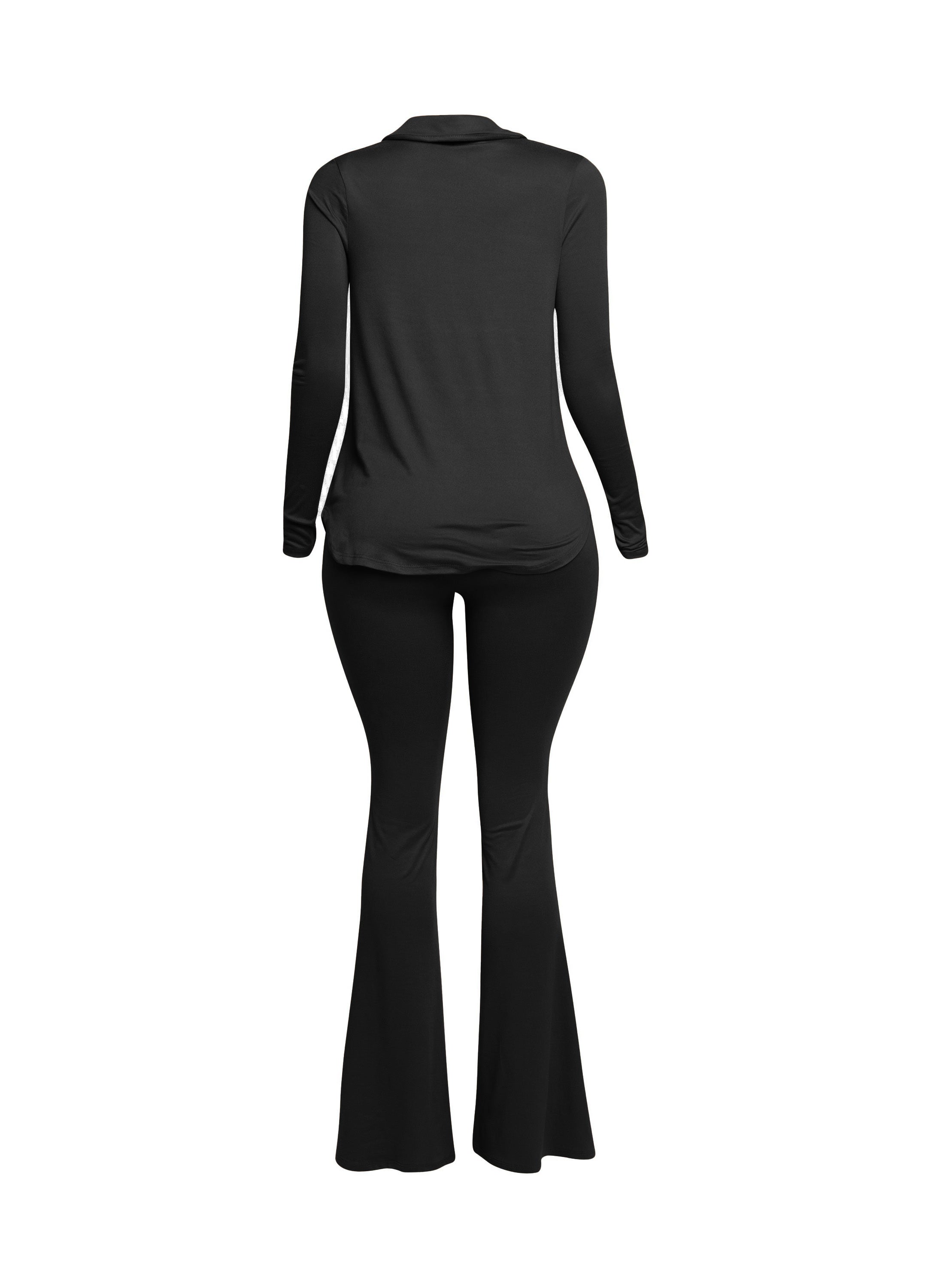 Cowl collar neck top & flare pants set