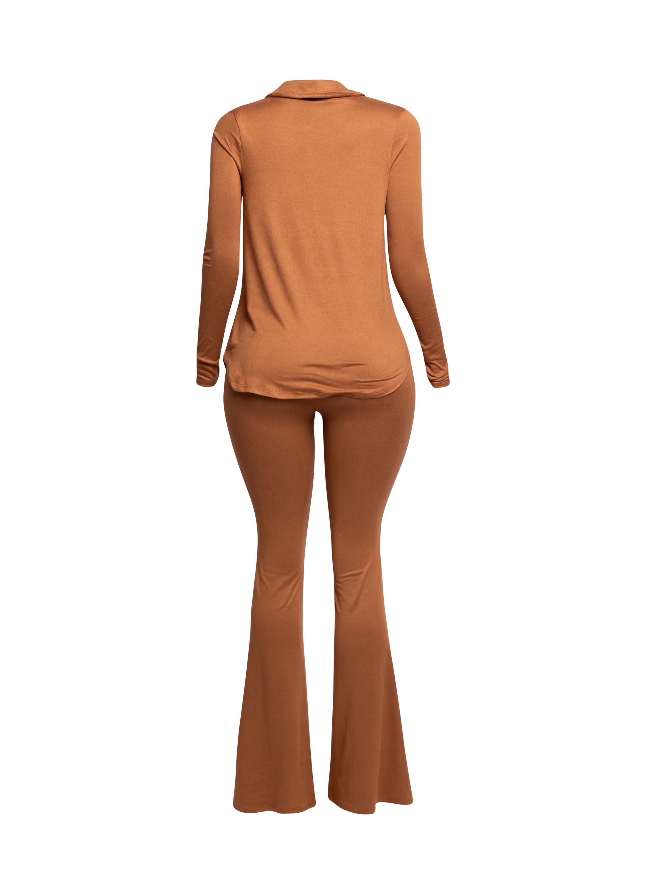 Cowl collar neck top & flare pants set