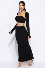 Tube top, bolero top, maxi skirt set