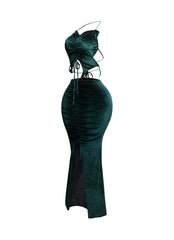 Rulex velvet maxi skirt set