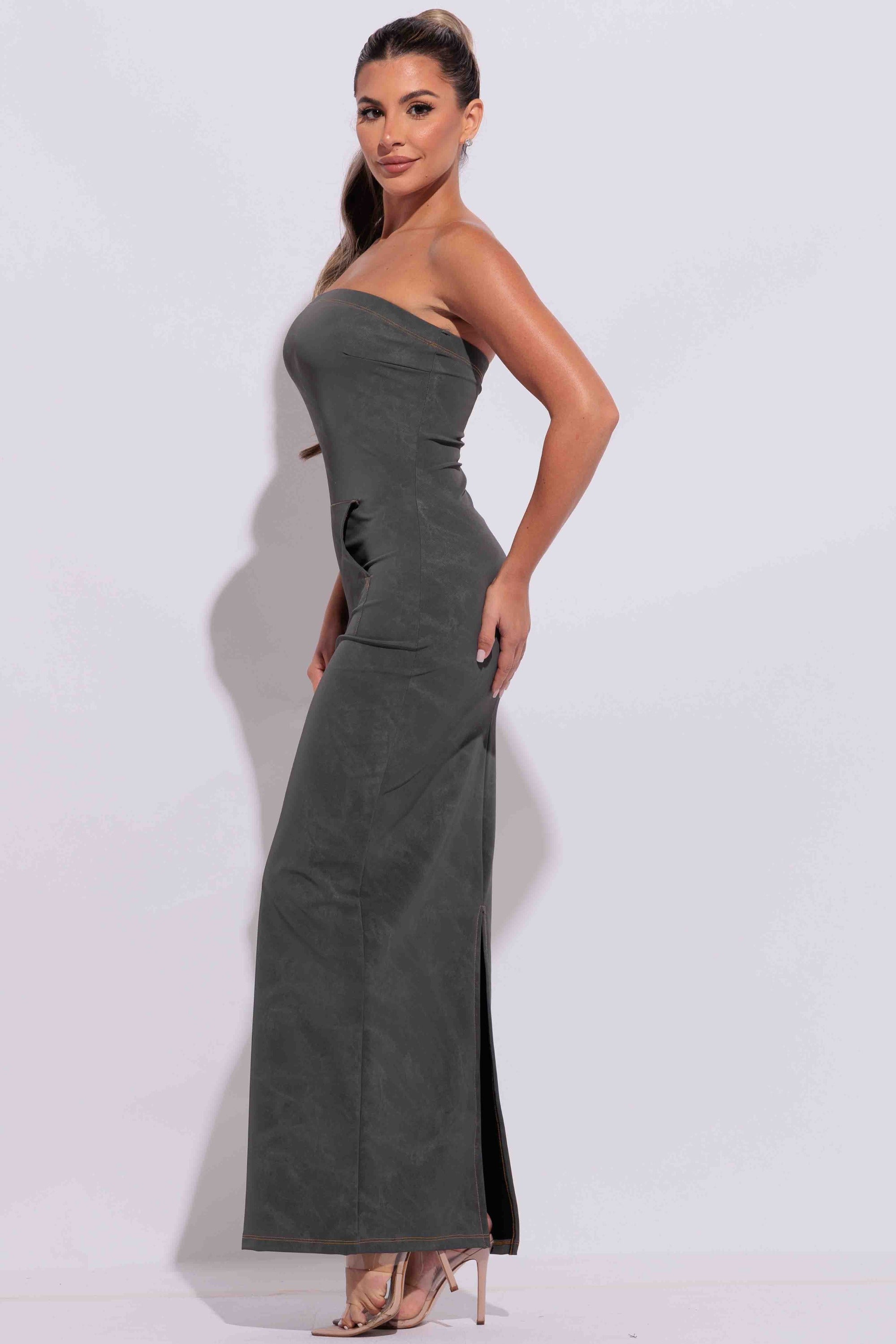 Kangaroo pocket tube maxi dress