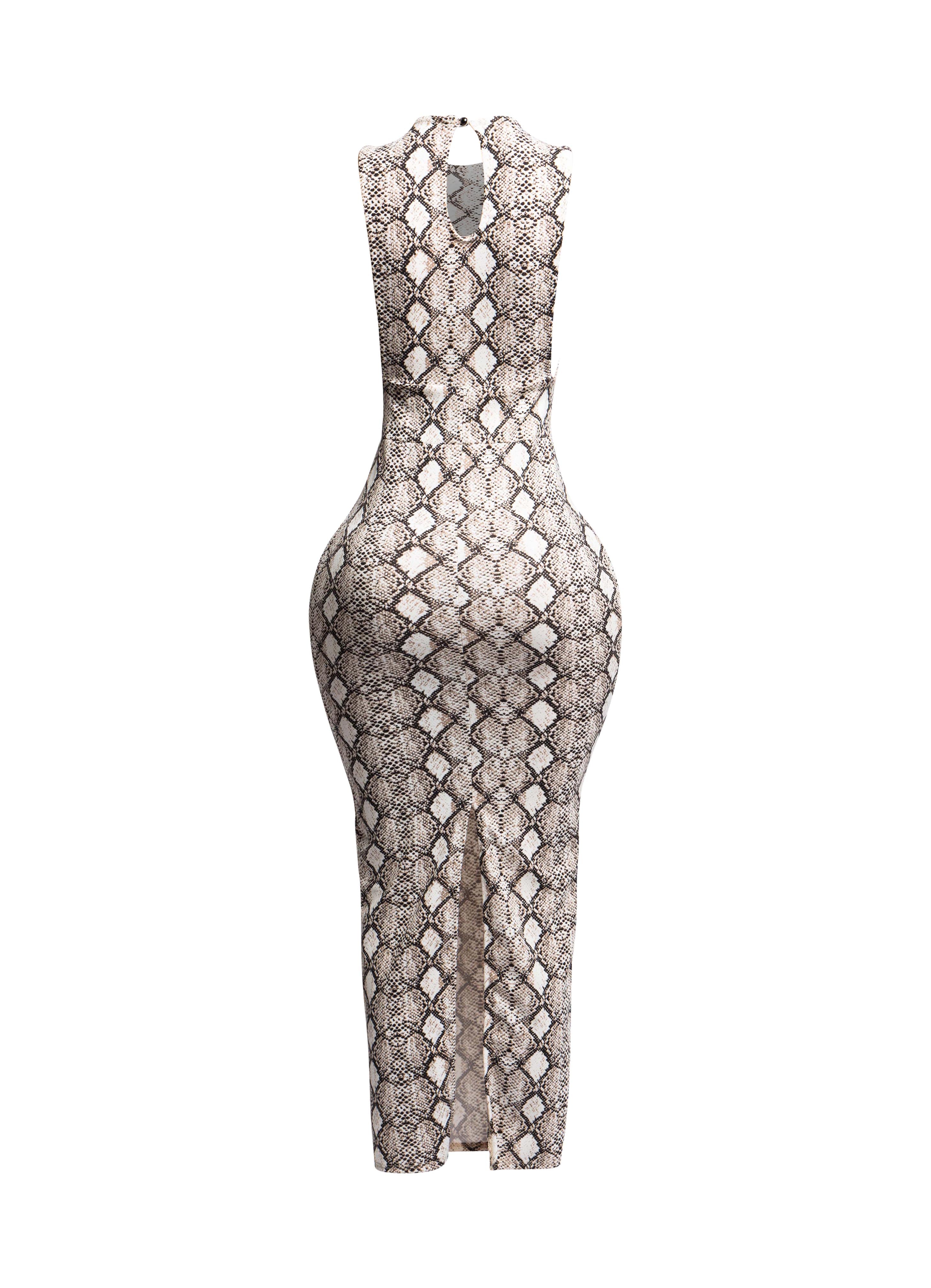 Snakeskin print maxi dress