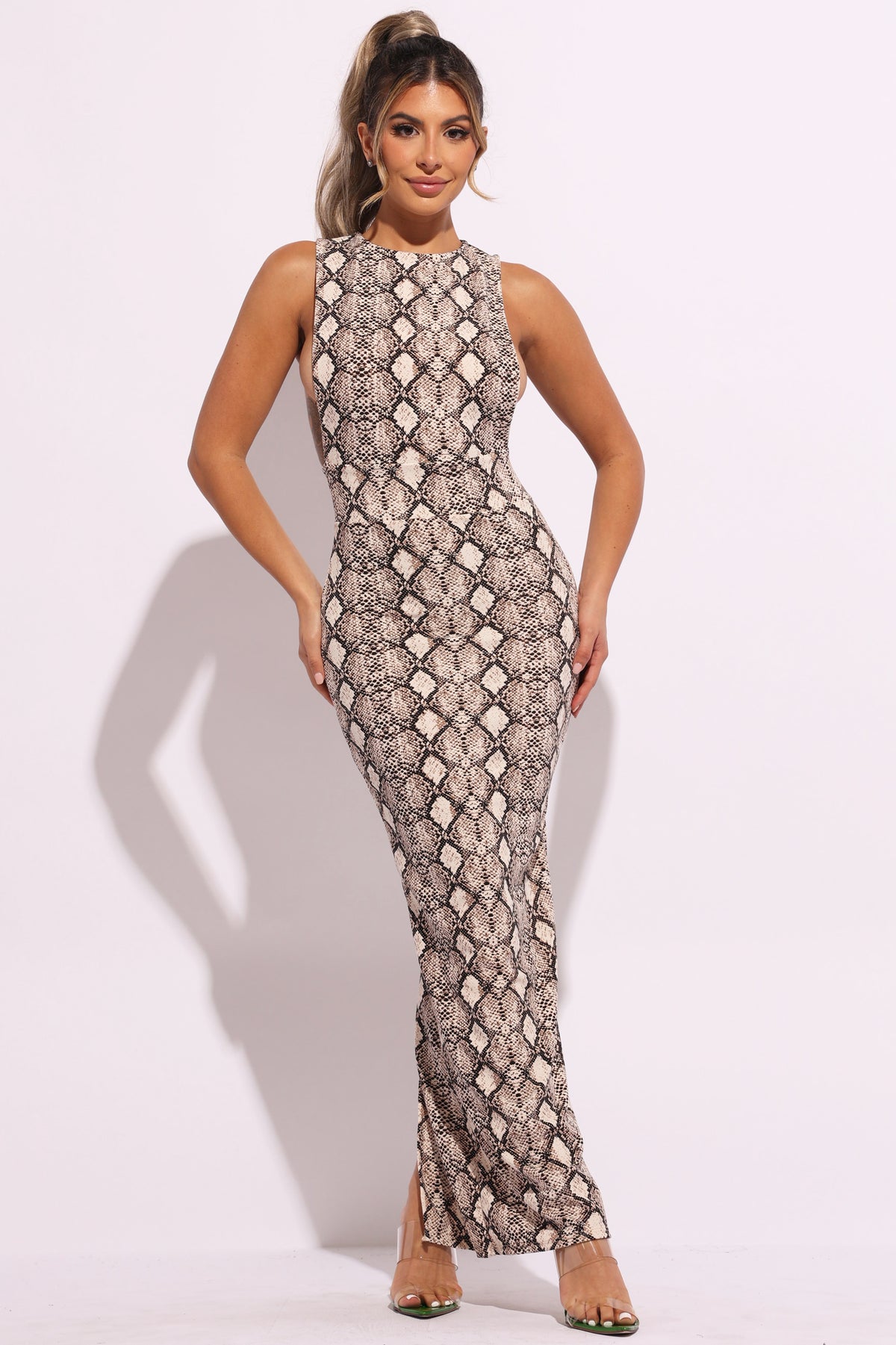 Snakeskin print maxi dress