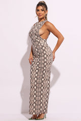 Snakeskin print maxi dress