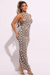 Snakeskin print maxi dress