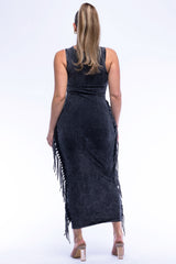 Fringe cut out maxi dress