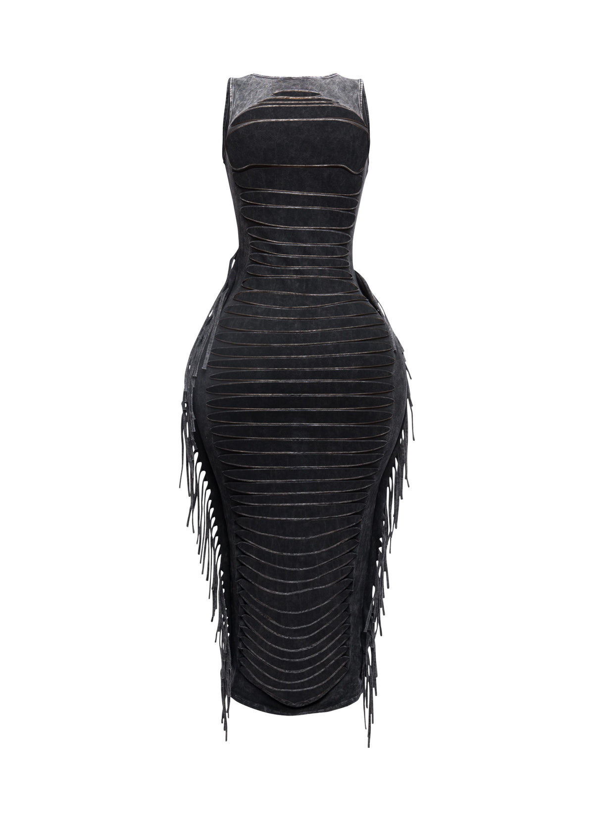 Fringe cut out maxi dress