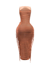 Fringe cut out maxi dress