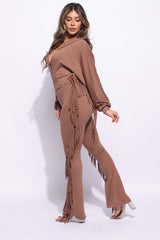 Front zipper fringe jumpsuit