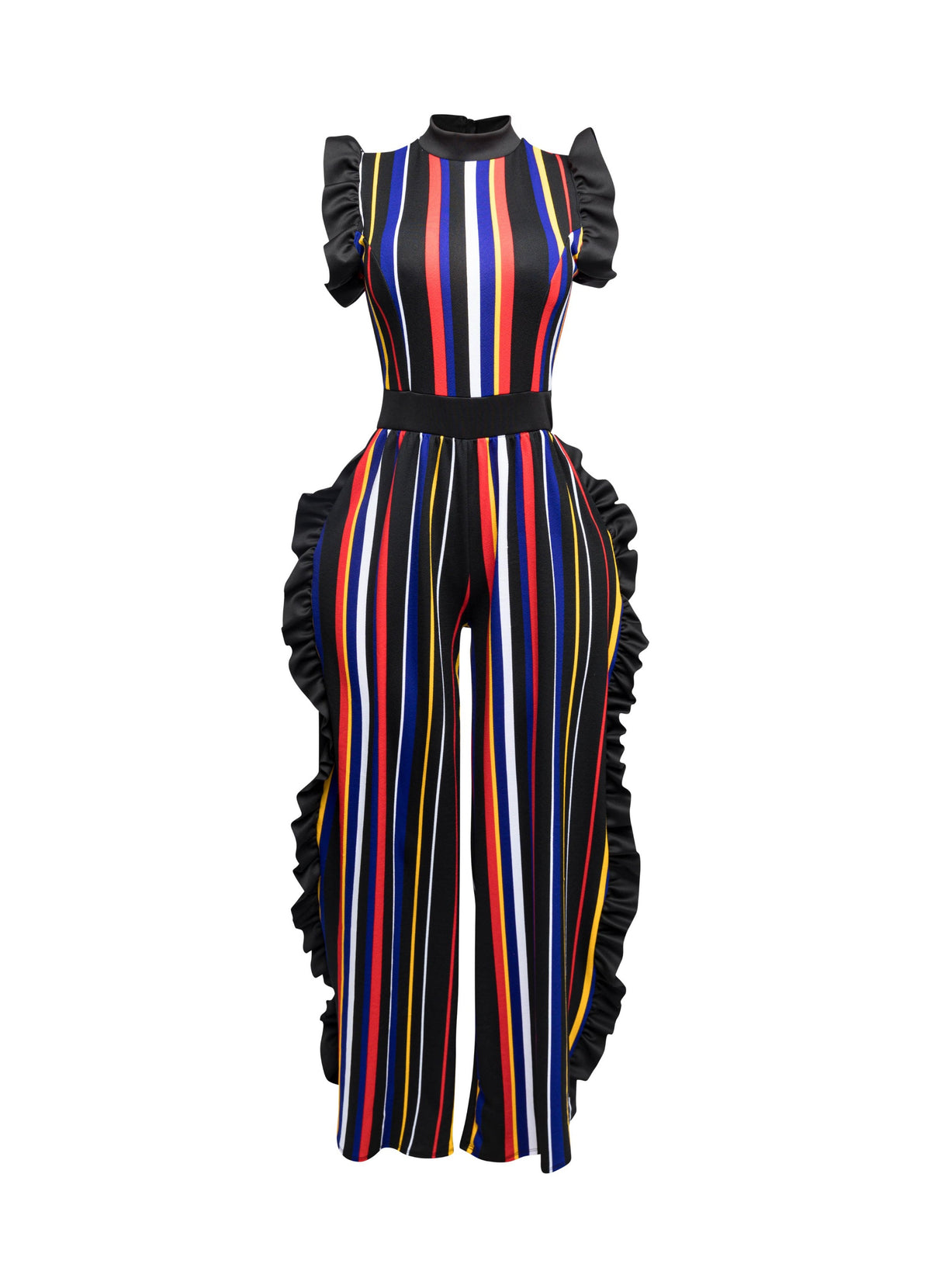 Color Striped Jumpsuit with ruffle