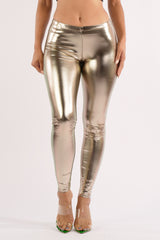 Shiny metallic leggings