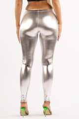 Shiny metallic leggings