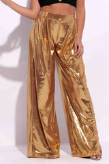 Metallic wide leg pants