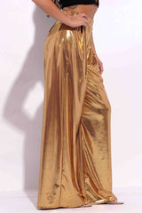 Metallic wide leg pants