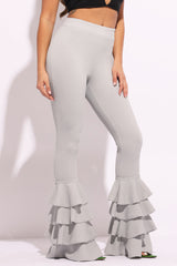 Layered ruffle flare pants