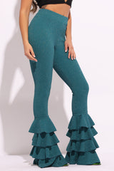 Layered ruffle flare pants