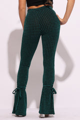 Houndstooth print split hem pants