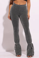 Houndstooth print split hem pants