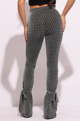 Houndstooth print split hem pants