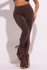 Houndstooth print split hem pants