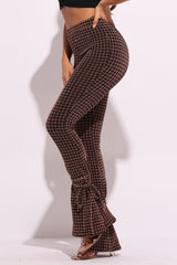 Houndstooth print split hem pants