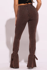 Houndstooth print split hem pants