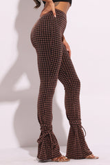 Houndstooth print split hem pants