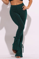 Houndstooth print split hem pants