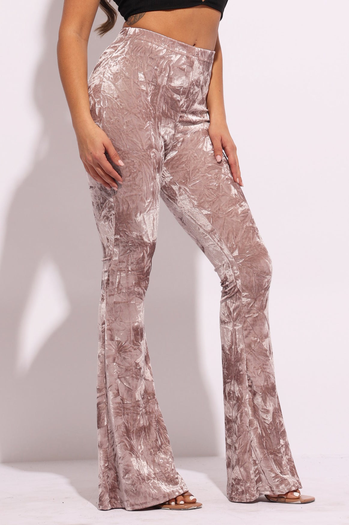 Crushed Velvet Flared Pants