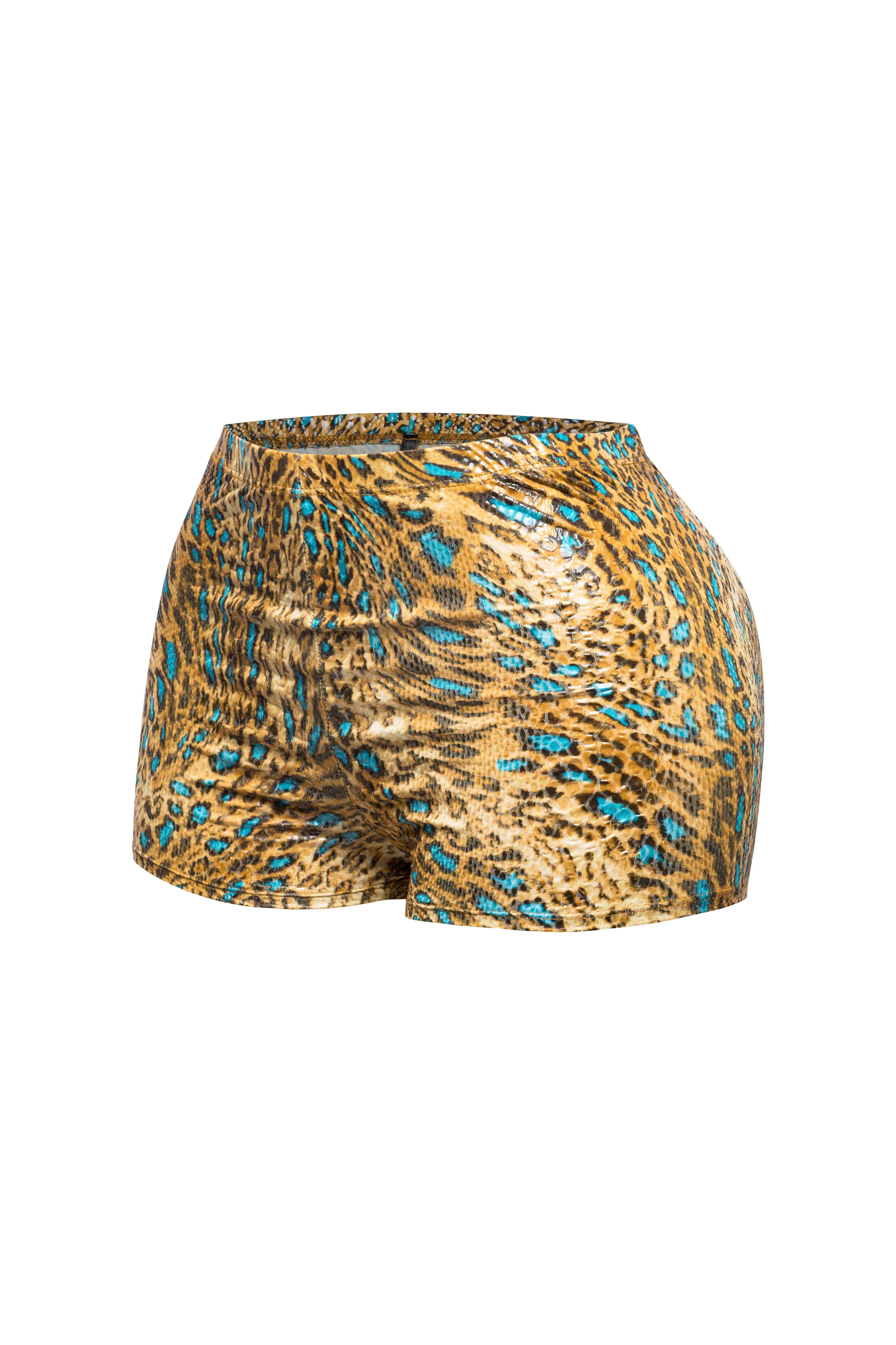 Foiled animal printed highwaisted shorts