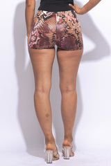 Foiled animal printed highwaisted shorts