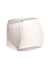 Chic white micro mini shorts featuring pintuck detailing and a stretchy waistband, ideal for bold, figure-hugging outfits and stylish summer vibes.