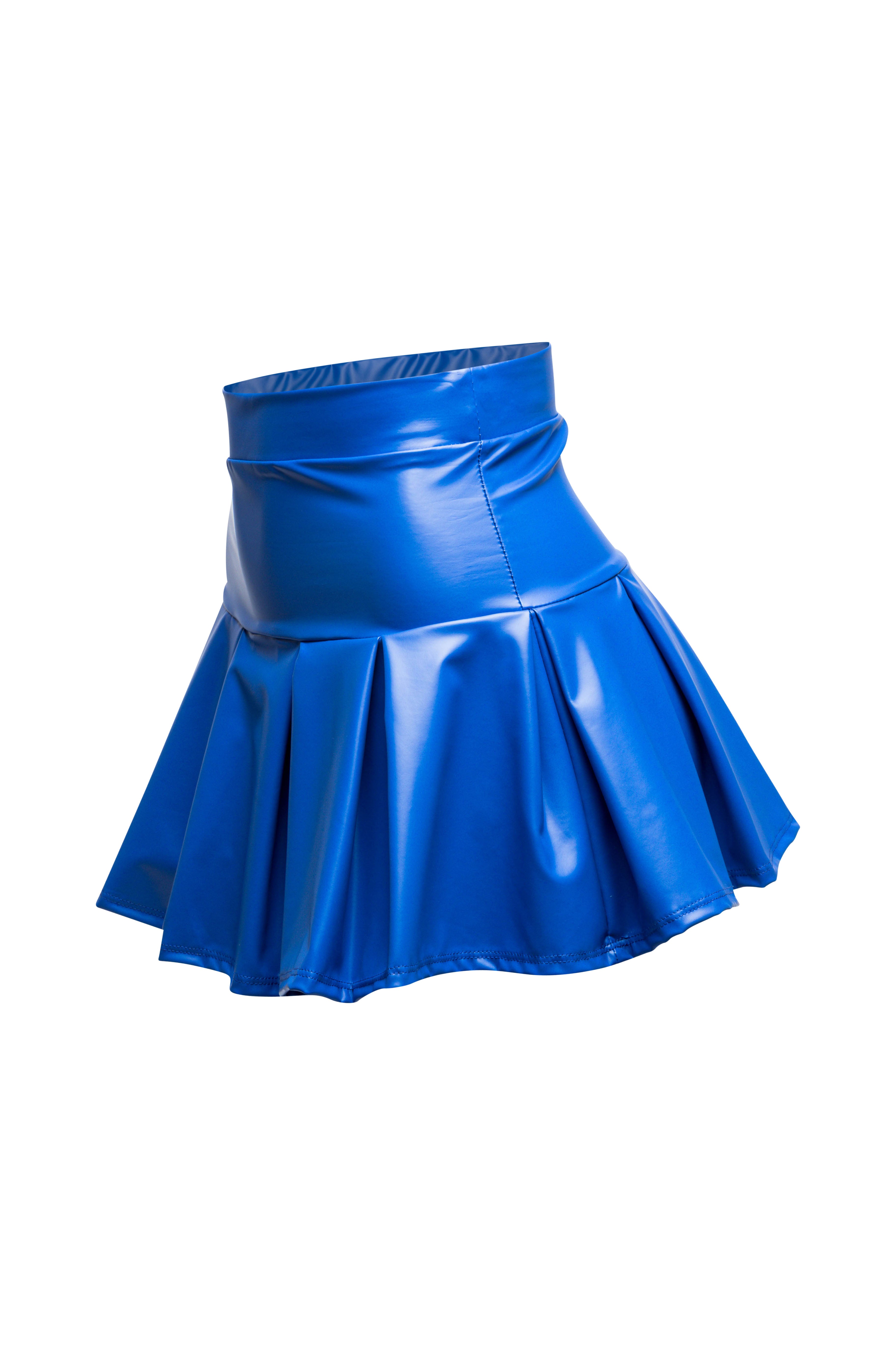 Pleated PU mini skirt