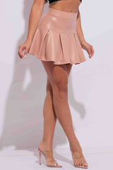 Pleated PU mini skirt